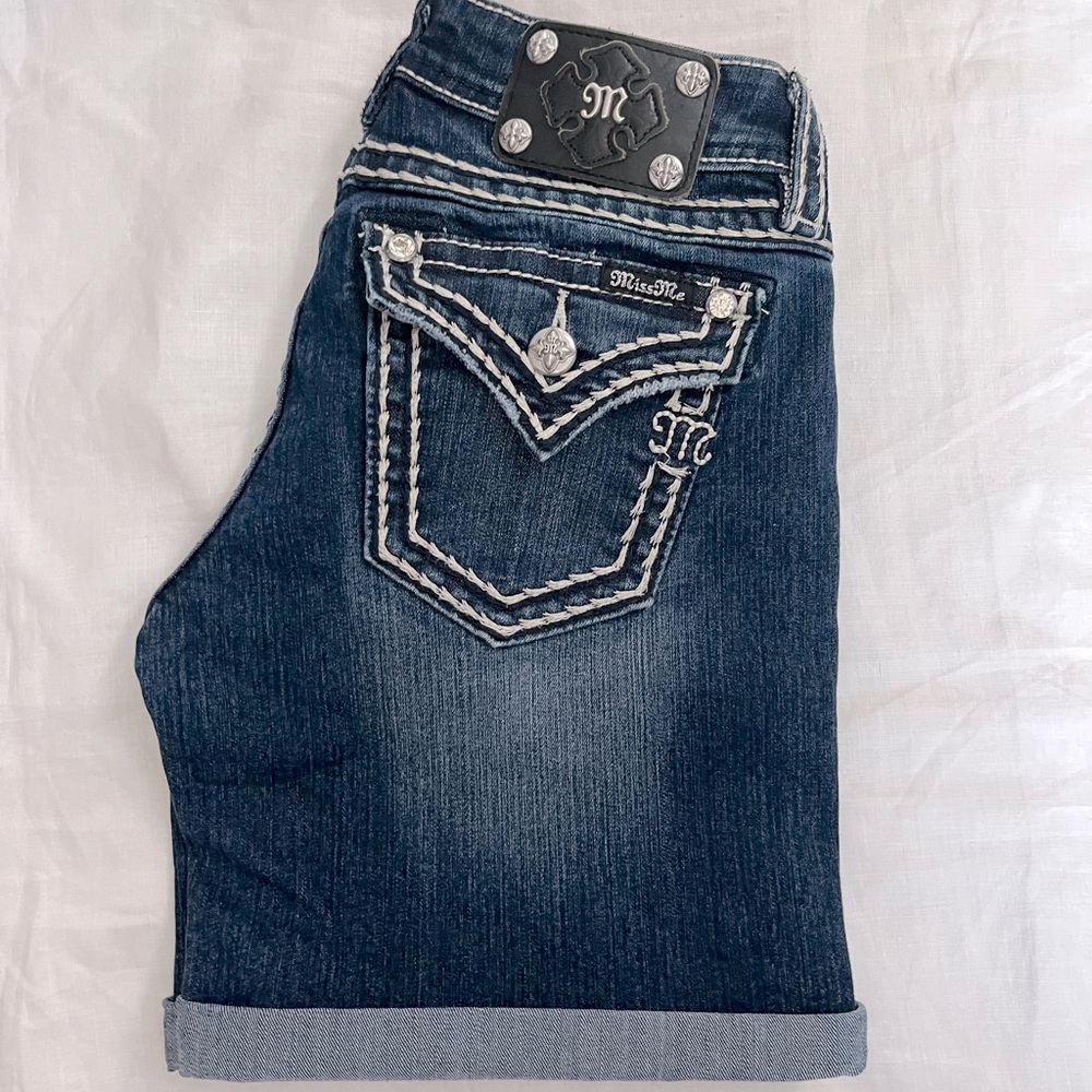Mid Rise Miss Me Jean Shorts